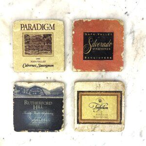 Marble Coasters Feature Napa Valley Winery Labels, Set of 4